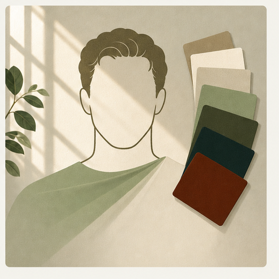 A personal color analysis and coordinated fabric palette