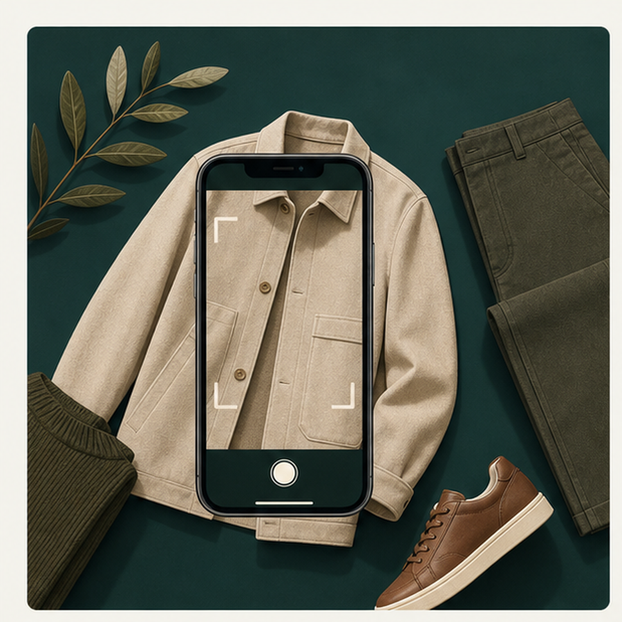 A phone scanning clothes into a digital closet